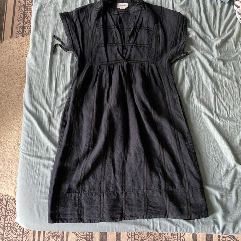 Steven Alan Charcoal V-Neck Linen dress